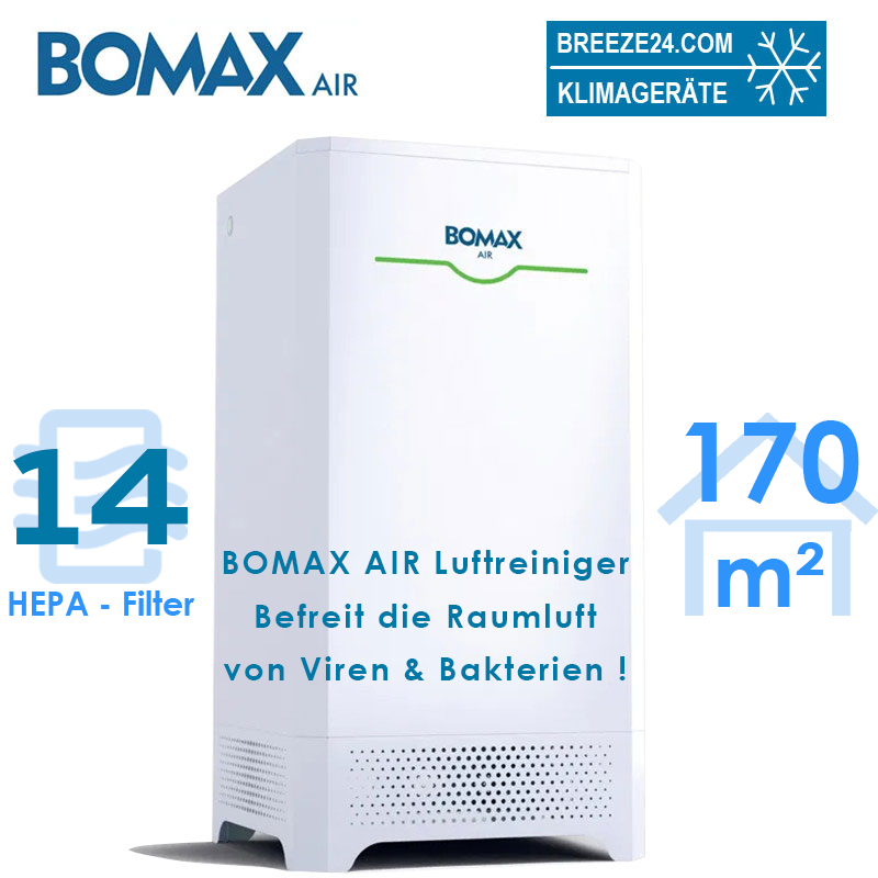 BOMAX maxi Luftreiniger mit HEPA 14 Luftfilter für 170 m² Fläche