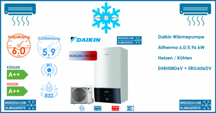 Daikin Wärmepumpe Altherma 6,0 | 5,96 kW Heizen | Kühlen | EHBH08D6V + ERGA06DV