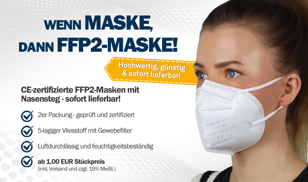Hochwertige FFP2 Masken jetzt schon ab 1 € pro Stüc