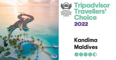 Ah-so stylish Kandima Maldives gewinnt die Tripadvisor Travellers‘ Choice Award 2022!
