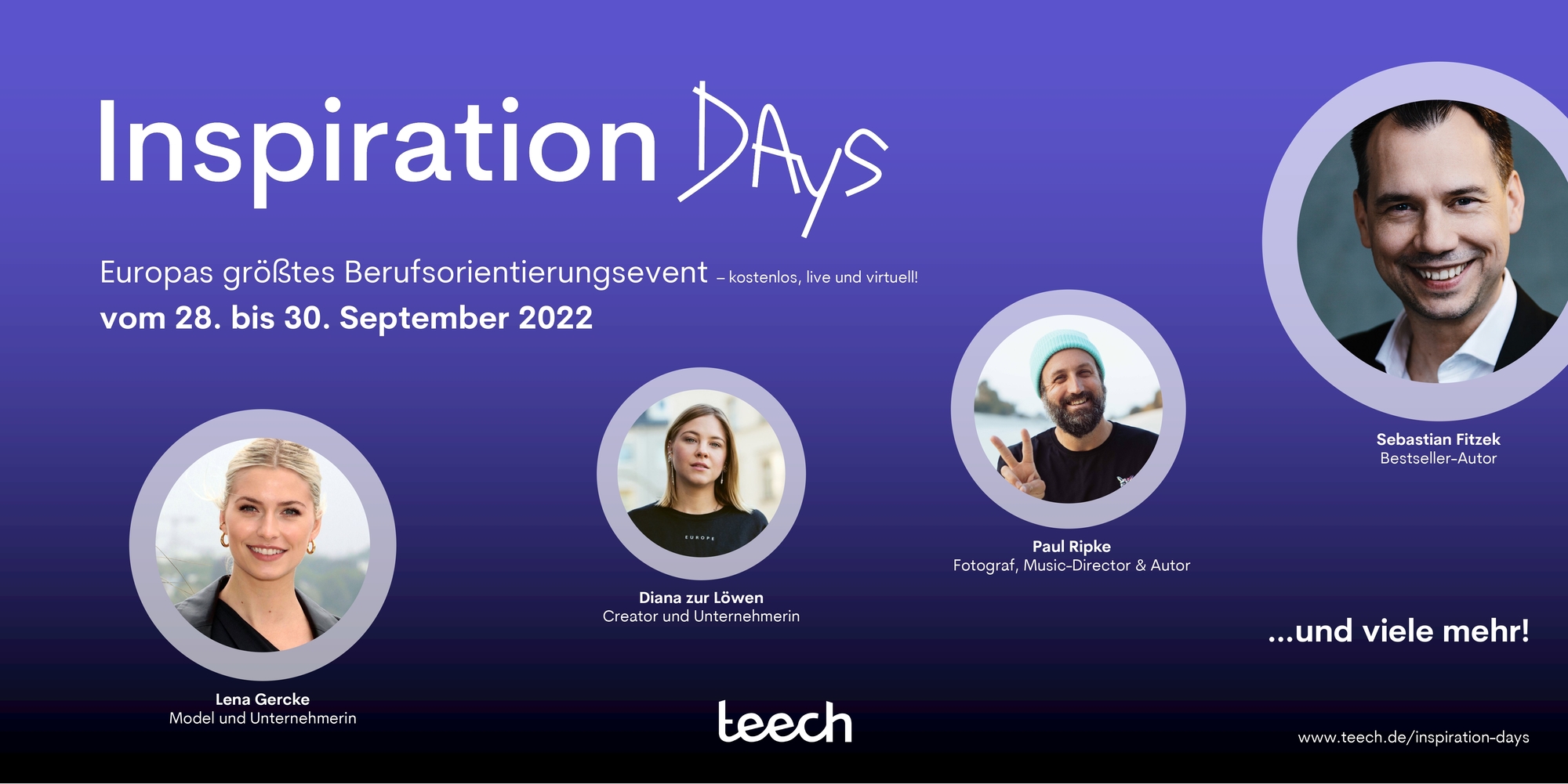 teech Inspiration Days 2022 Banner - Inspirations Days - Europas größtes Berufsorientierungsevent vom28. bis 30. September 2022