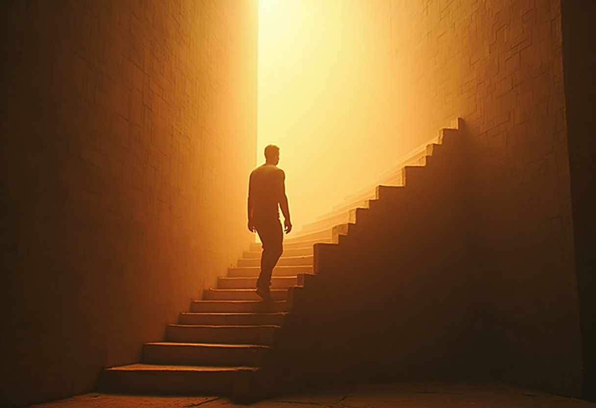 Stufe für Stufe nach innen – Der Weg der inneren Arbeit Symbolische Treppe als Sinnbild für den inneren Weg der Selbsterkenntnis und persönlichen Entwicklung