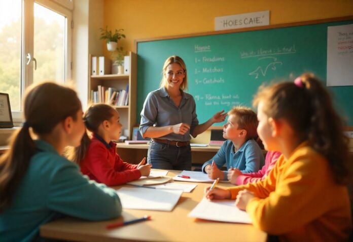 Engagierte Lehrkraft motiviert Schüler im Klassenzimmer