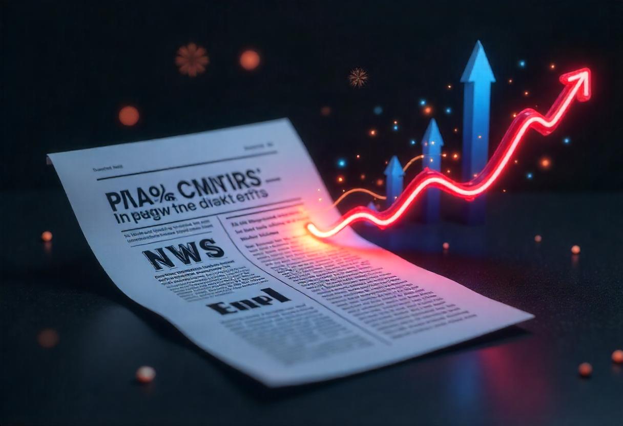 Digitale Illustration einer Markenverlinkung aus einem Online-Artikel mit Sichtbarkeitsgrafiken, SEO-Metriken und Symbolen für Vertrauen und organisches Wachstum
